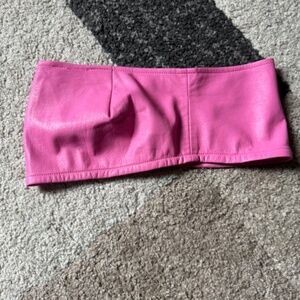 GOOD AMERICAN BETTER THAN LEATHER PINK BANDEAU